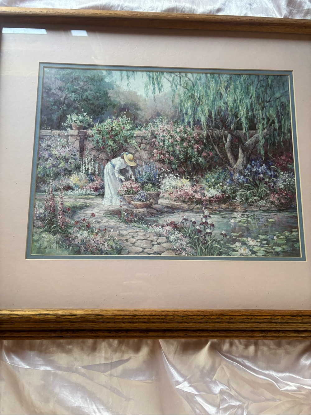 Framed Her Garden" by the American artist Barbara Mock Garden Scene Wall Art in